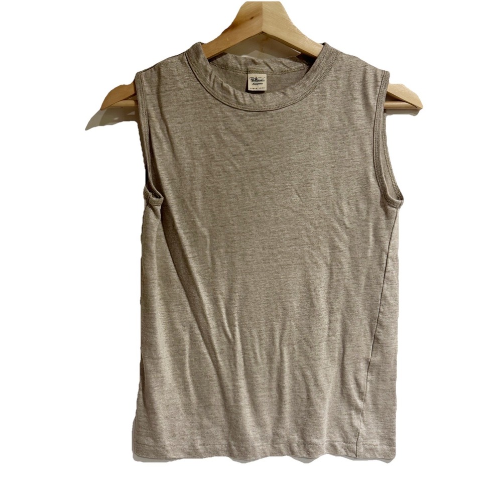 Ron Herman Women XS Gray Linen Tank Top Crew Neck‎